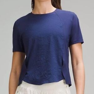 Lululemon Deep Blue Lightweight Stretch Run T-Shirt Airflow - Size 10
